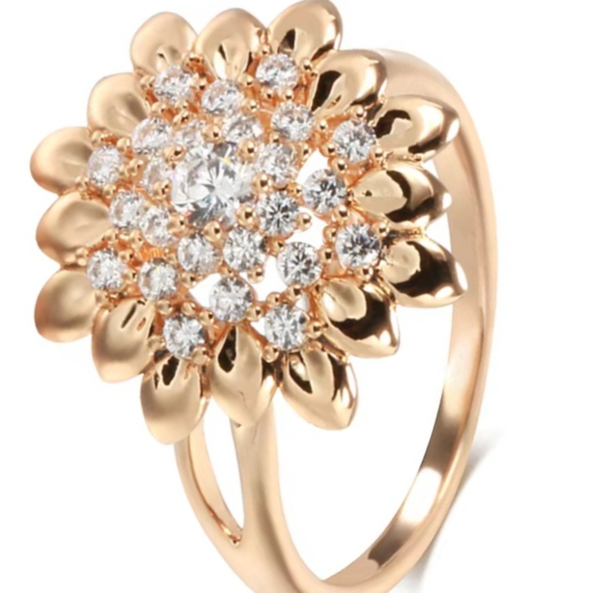 Romantic Floral Statement Ring with White Shimmer Stone